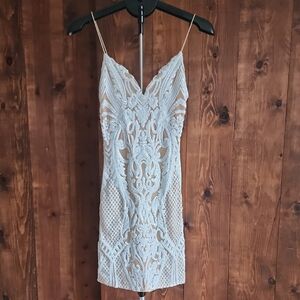 B Darlin Cream Lace Backless Dress